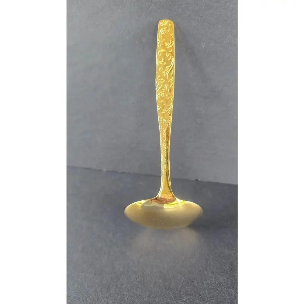 Americana Golden Heritage Gold Plated Ladle Engraved Scroll Handle Flatware